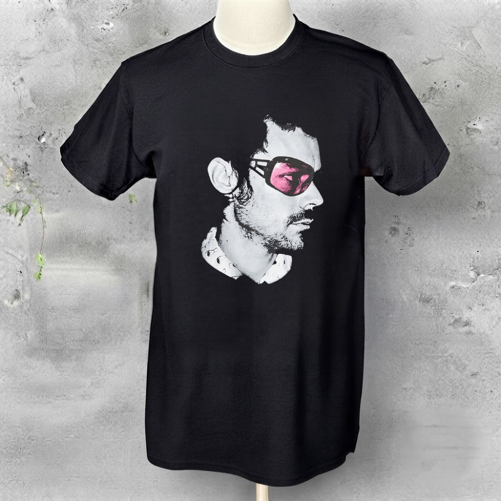 Harry Styles Pink Sunglasses Man Portrait Vintage Black T-Shirt